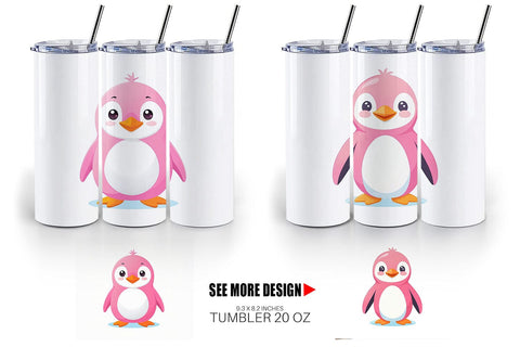 Tumbler Pink Penguin Valentine Sublimation artnoy 