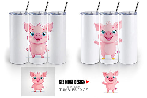 Tumbler Pink Pig Valentine Sublimation artnoy 