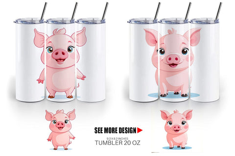 Tumbler Pink Pig Valentine Sublimation artnoy 