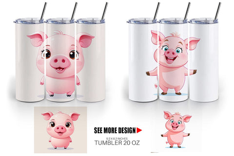 Tumbler Pink Pig Valentine Sublimation artnoy 