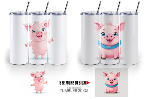 Tumbler Pink Pig Valentine Sublimation artnoy 