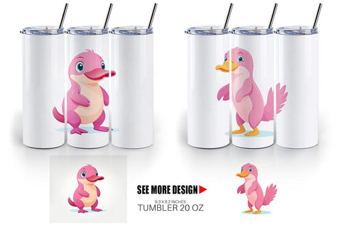 Tumbler Pink Platypus Valentine Sublimation artnoy 
