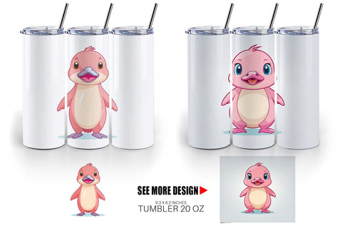 Tumbler Pink Platypus Valentine Sublimation artnoy 