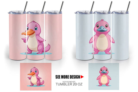 Tumbler Pink Platypus Valentine Sublimation artnoy 