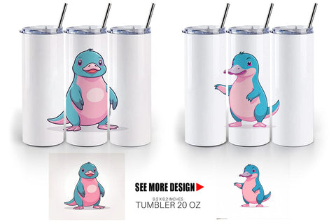 Tumbler Pink Platypus Valentine Sublimation artnoy 