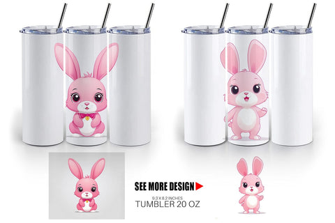 Tumbler Pink Rabbit Valentine Sublimation artnoy 