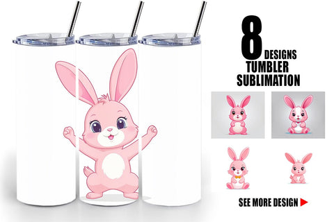Tumbler Pink Rabbit Valentine Sublimation artnoy 
