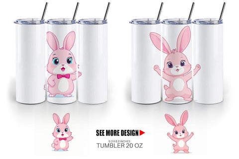 Tumbler Pink Rabbit Valentine Sublimation artnoy 