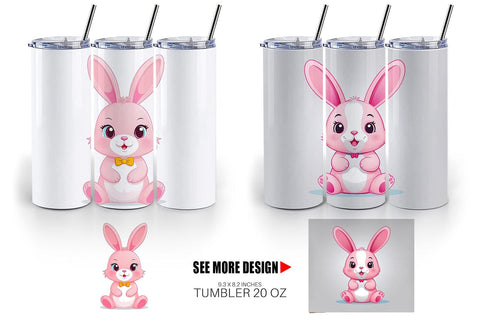 Tumbler Pink Rabbit Valentine Sublimation artnoy 