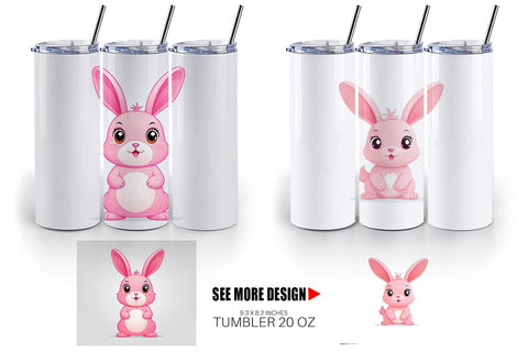 Tumbler Pink Rabbit Valentine Sublimation artnoy 