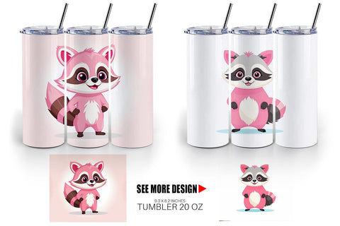 Tumbler Pink Raccoon Valentine Sublimation artnoy 