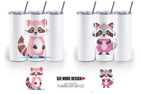 Tumbler Pink Raccoon Valentine Sublimation artnoy 