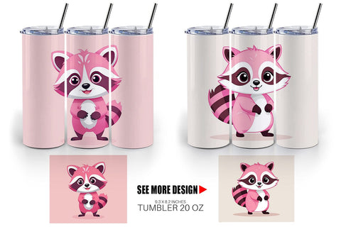 Tumbler Pink Raccoon Valentine Sublimation artnoy 