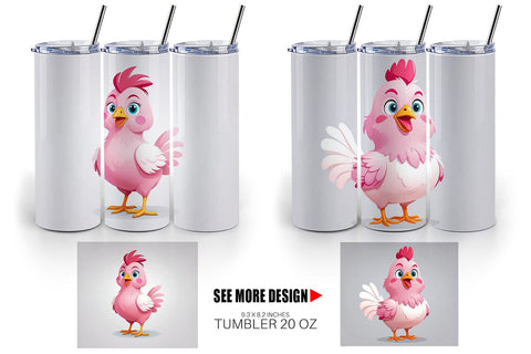 Tumbler Pink Rooster Valentine Sublimation artnoy 