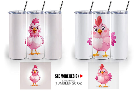 Tumbler Pink Rooster Valentine Sublimation artnoy 