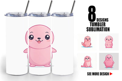 Tumbler Pink Seal Valentine Sublimation artnoy 