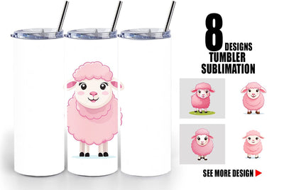 Tumbler Pink Sheep Valentine Sublimation artnoy 