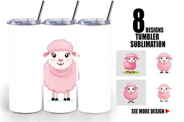 Tumbler Pink Sheep Valentine Sublimation artnoy 