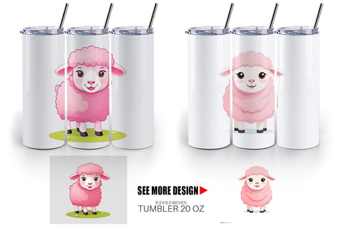 Tumbler Pink Sheep Valentine Sublimation artnoy 