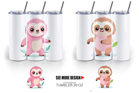 Tumbler Pink Sloth Valentine Sublimation artnoy 