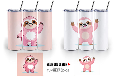 Tumbler Pink Sloth Valentine Sublimation artnoy 