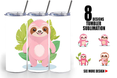 Tumbler Pink Sloth Valentine Sublimation artnoy 
