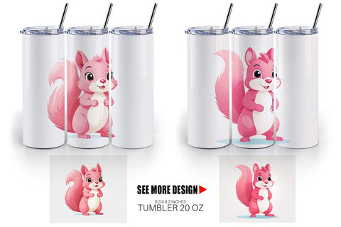Tumbler Pink Squirrel Valentine Sublimation artnoy 