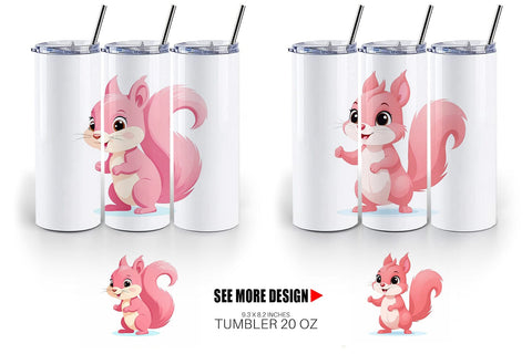 Tumbler Pink Squirrel Valentine Sublimation artnoy 