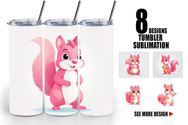 Tumbler Pink Squirrel Valentine Sublimation artnoy 