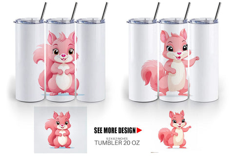 Tumbler Pink Squirrel Valentine Sublimation artnoy 