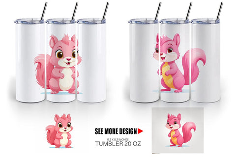 Tumbler Pink Squirrel Valentine Sublimation artnoy 