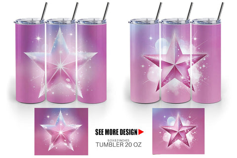Tumbler Pink Stars Sublimation artnoy 