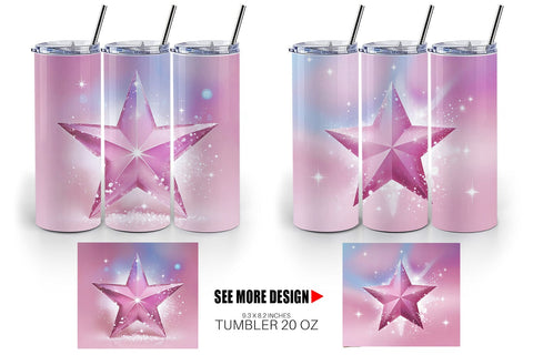 Tumbler Pink Stars Sublimation artnoy 