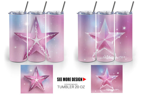 Tumbler Pink Stars Sublimation artnoy 