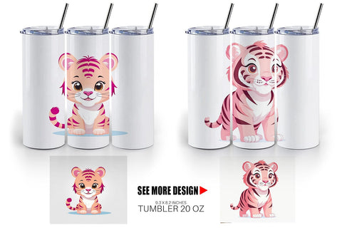 Tumbler Pink Tiger Valentine Sublimation artnoy 