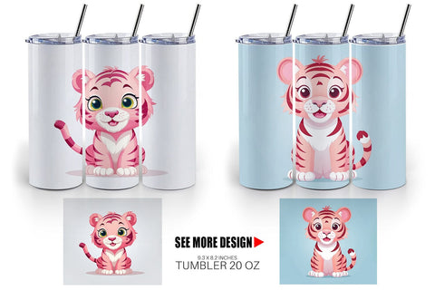 Tumbler Pink Tiger Valentine Sublimation artnoy 