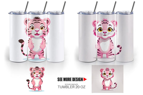 Tumbler Pink Tiger Valentine Sublimation artnoy 