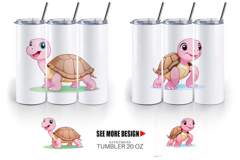 Tumbler Pink Turtle Valentine Sublimation artnoy 