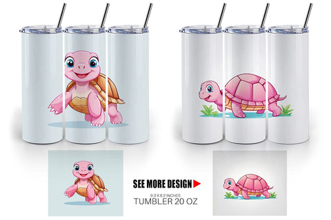 Tumbler Pink Turtle Valentine Sublimation artnoy 