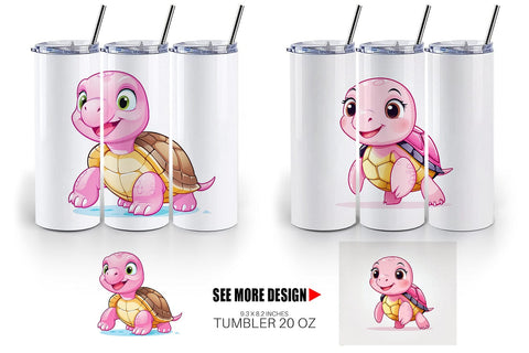 Tumbler Pink Turtle Valentine Sublimation artnoy 