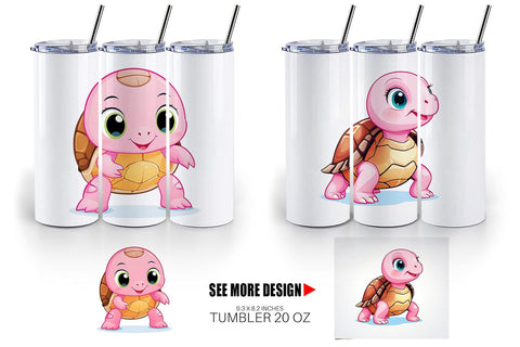 Tumbler Pink Turtle Valentine Sublimation artnoy 