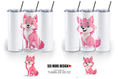 Tumbler Pink Wolf Valentine Sublimation artnoy 