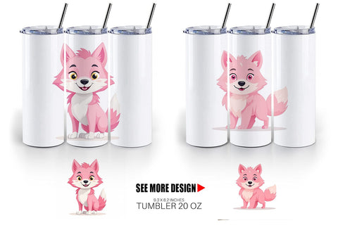Tumbler Pink Wolf Valentine Sublimation artnoy 