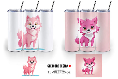 Tumbler Pink Wolf Valentine Sublimation artnoy 
