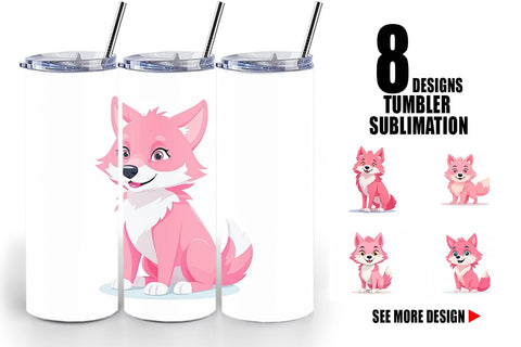 Tumbler Pink Wolf Valentine Sublimation artnoy 