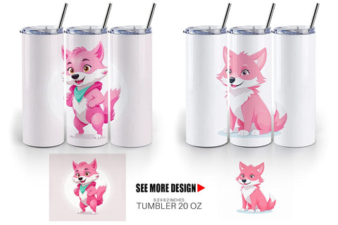 Tumbler Pink Wolf Valentine Sublimation artnoy 
