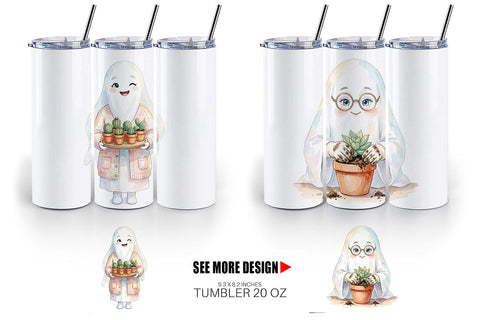 Tumbler Plant Mom Ghost Sublimation artnoy 