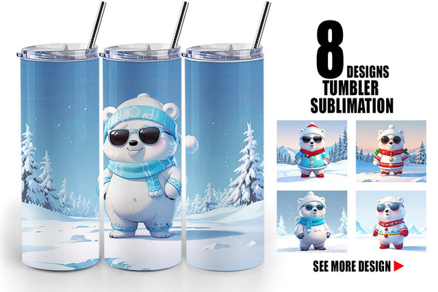 Tumbler Polar Bear Christmas Sublimation artnoy 