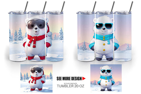 Tumbler Polar Bear Christmas Sublimation artnoy 