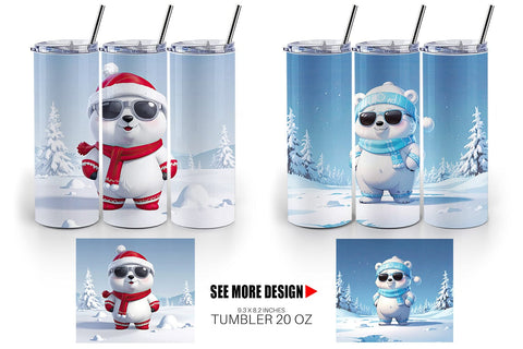 Tumbler Polar Bear Christmas Sublimation artnoy 